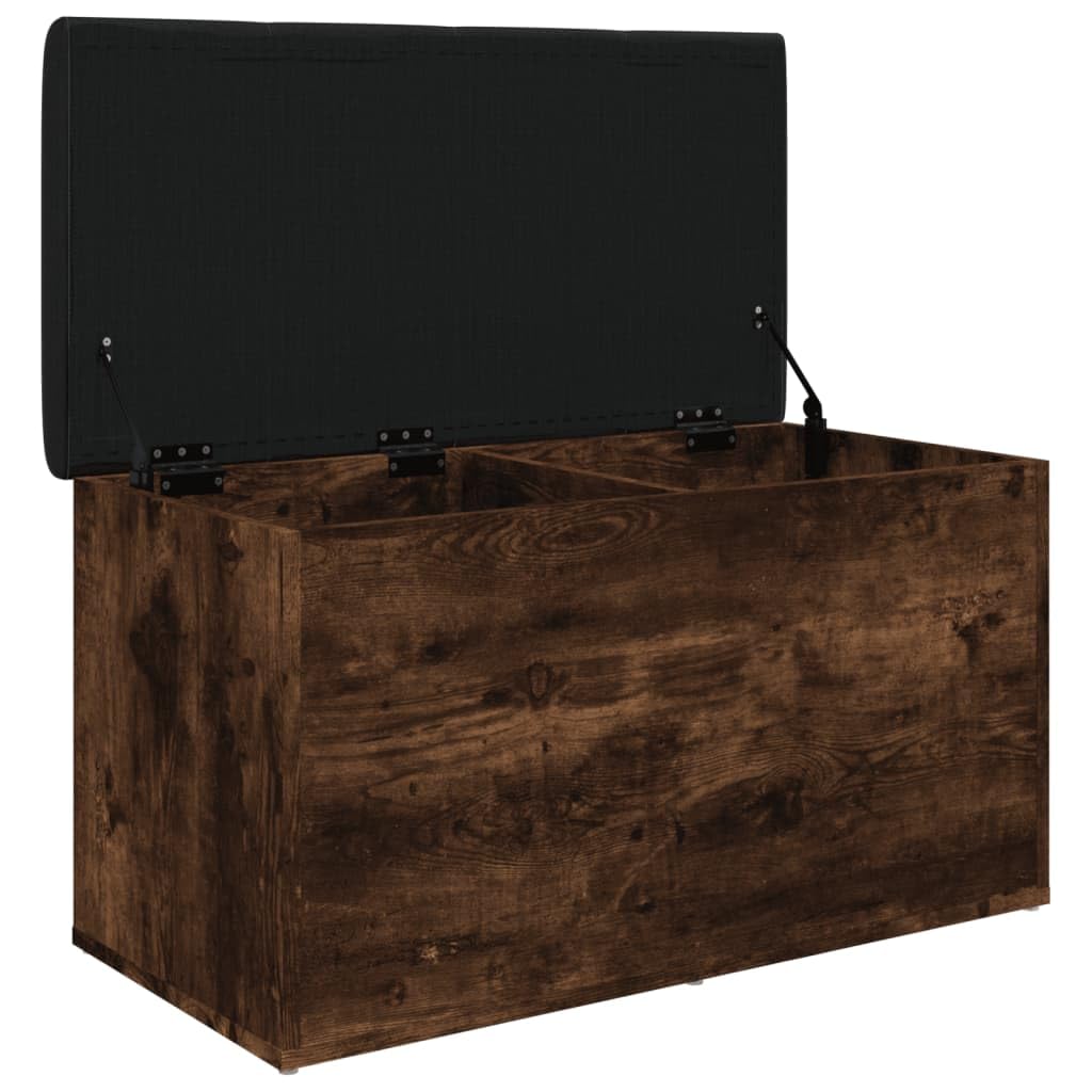 Willood Sitzbank mit Stauraum, Bank Gepolstert Sitzhocker Schuhbank, Truhenbank Polsterbank Aufbewahrungsbox für Wohnzimmer Flur, Räuchereiche 82x42x45 cm Holzwerkstoff