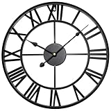 Large Wall Clocks for Living Room ,Metal Wall Clock for Garden, Silent Non-Ticking Roman Numerals Wall Clock for Indoor & Outdoor, Vintage Look Clock for Bedroom, and Kitchen (Black, 78 CM (31")) - Image 1