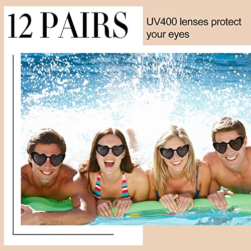 Flutesan 12 Pair Heart Sunglasses Bulk Bachelorette Sunglasses Heart Shaped Eyeglasses Party Favor for Women Summer Holiday2