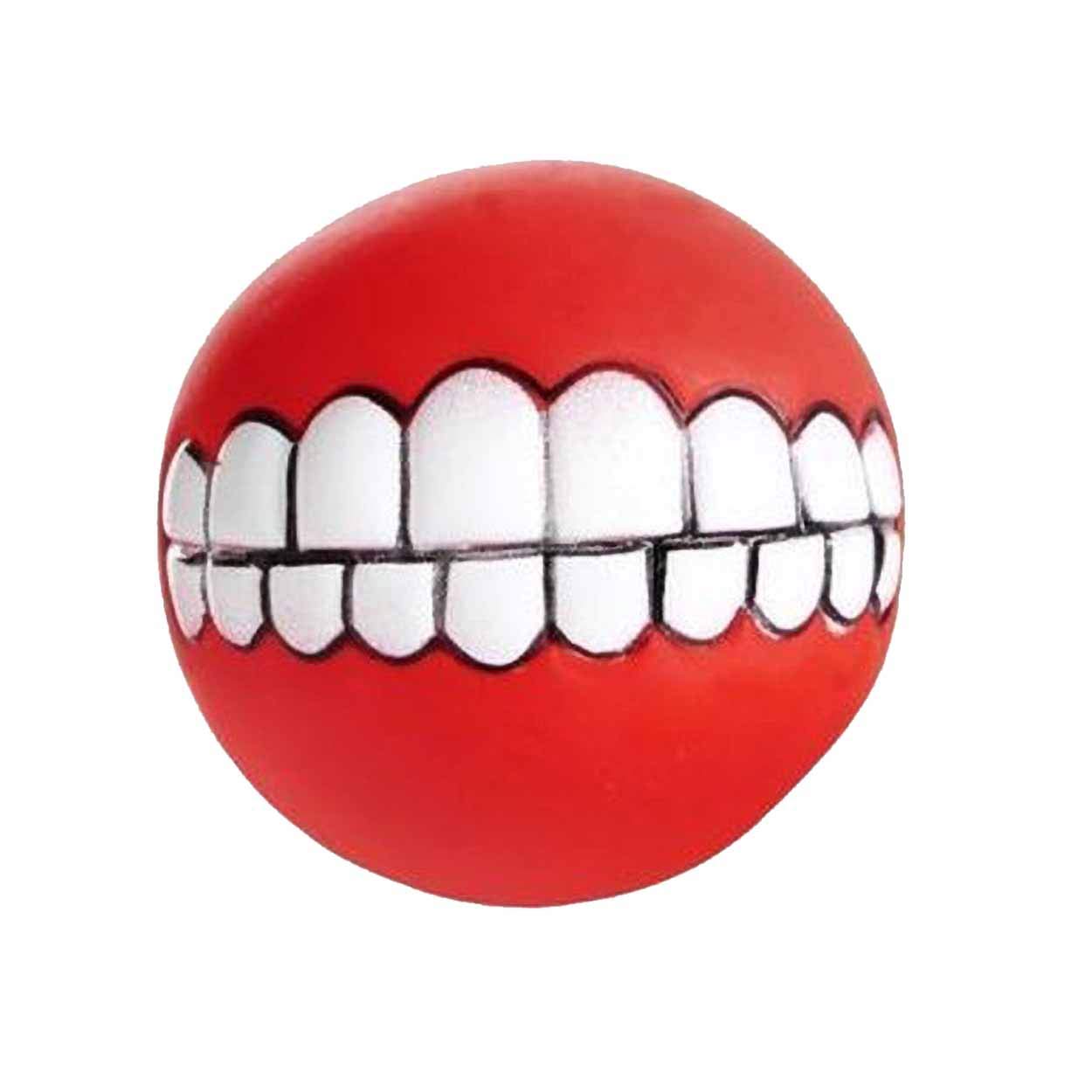 Sharples Squeaky Teeth Dog Toy Ball (7.6cm) (Red/White)