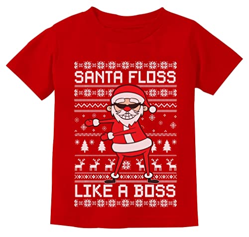 Tstars Santa Floss Dancing Kids Christmas Shirt Funny Holiday Ugly Xmas Sweater T-Shirt for Youth Boys Girls