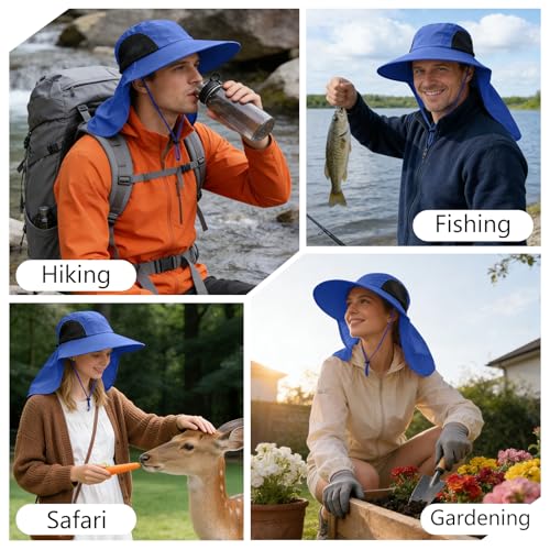 Image of Sun Hat for Men Women with Neck Flap,UPF 50+ UV Protection Fishing Hat