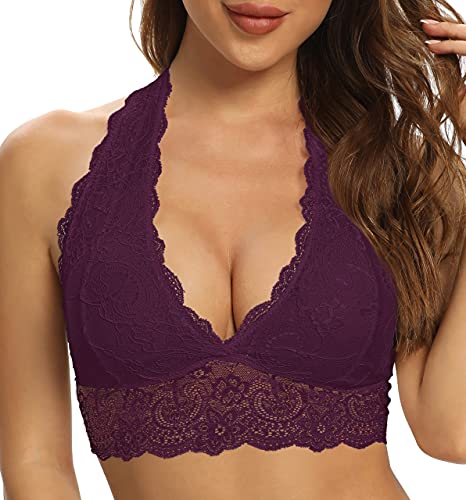 SHEKINI Women Floral Lace Bra Padded Breathable...