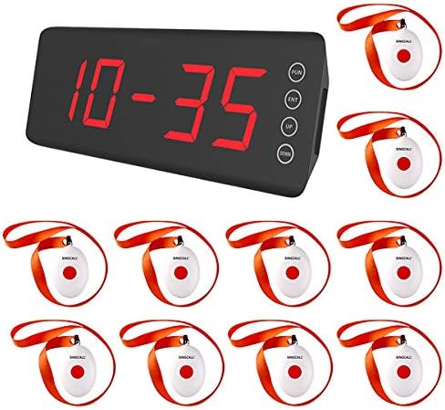 SINGCALLWireless Caregiver Pager Smart Call System 10 SOS Call Buttons/Transmitters 1 Receiver Nurse Calling Alert Patient Help System for Home/Personal Attention Pager Call Bell for Elderly
