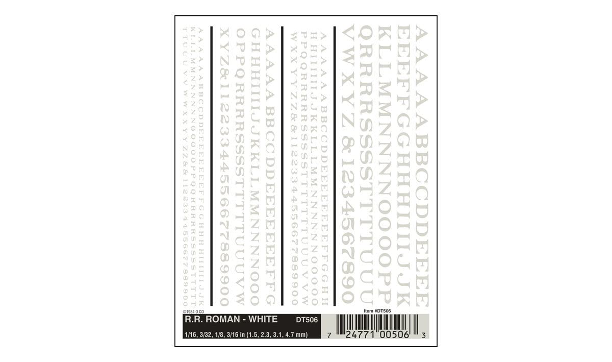 Railroad Roman Letters, White