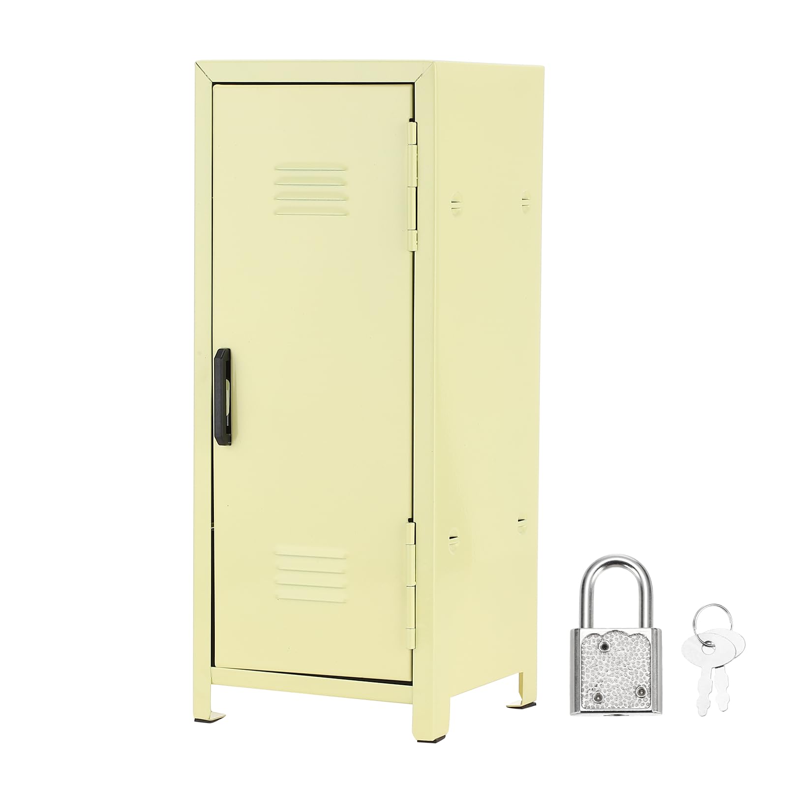 PATIKIL Mini Locker 4.3 x 10.8 Inch, Small Locker with Lock Keys, Real Little Desktop Metal Money Safe Storage Box Security Organizer Cabinet for Desk Bedroom Money Coin, Yellow — image 1