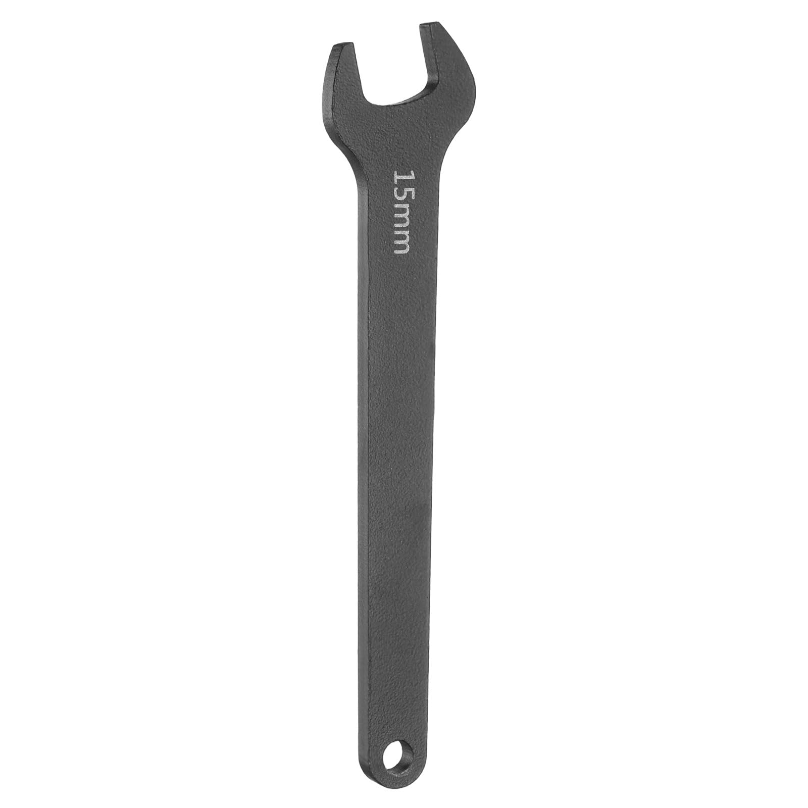sourcing map Single Open End Wrench 15mm Metric 15 Degree Offset Angle U-Shaped Open Ended Spanner Small Flat Head Blackening Wrench with Straight Shank for Automotive Repair Furniture Assembly