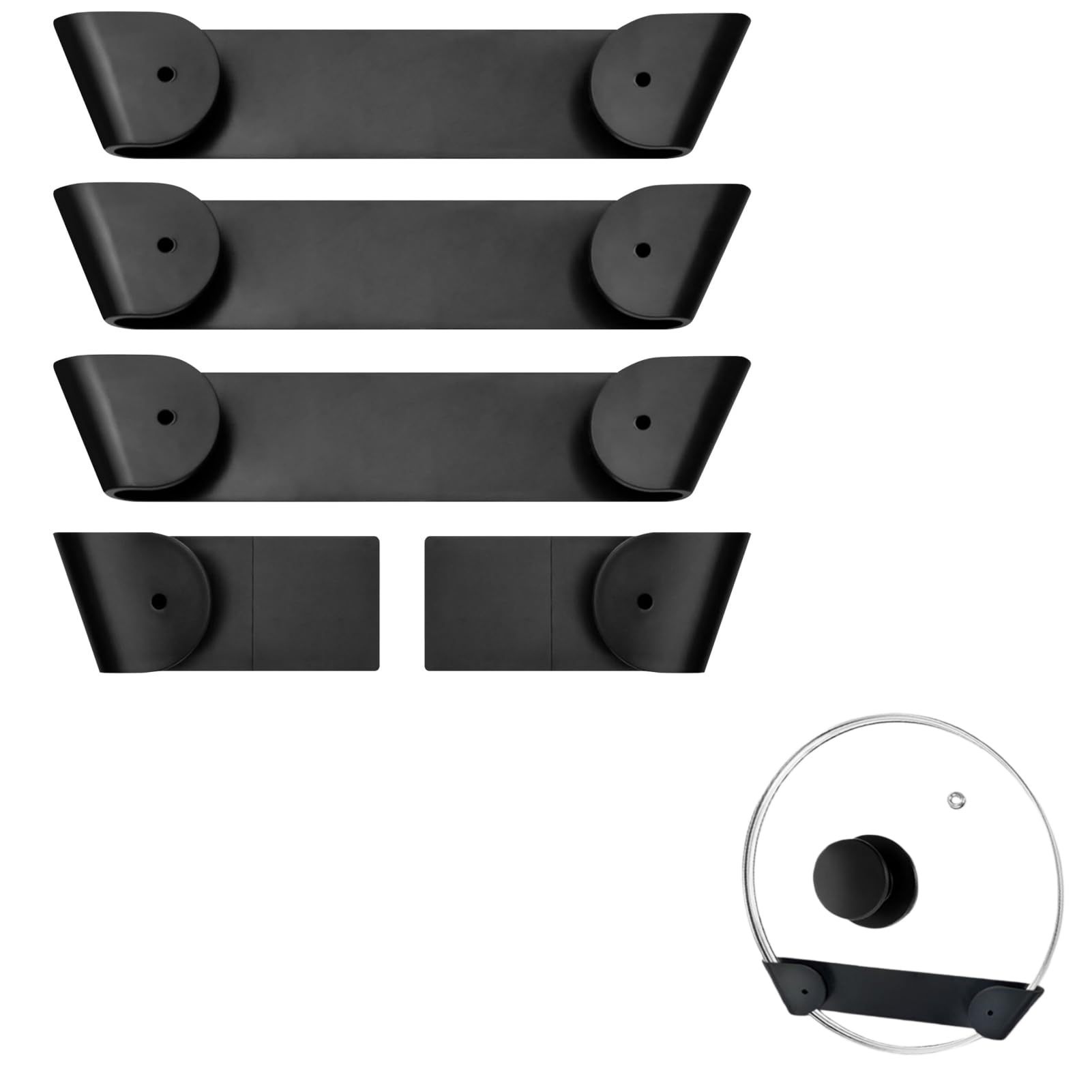 Zernavith 4Pcs Pot Lid Holder Wall Mounted,Durable Self-Adhesive Pan Lid Rack,Space-Saving Kitchen Organizer for Cupboard,Cabinet Door & Cutting Board Storage,No-Drill Installation