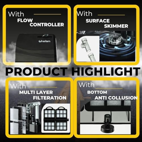 Image of Cherlam 6 Watts Ultra Quiet Premium Hang On Back Filter, Suitable For 2.5 Feet Tank For Planted Aquarium Fish Tank With Surface Skimmer By Petzlifeworld