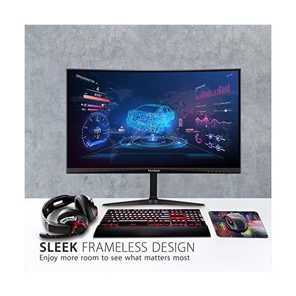 ViewSonic Omni VX2418-C 24-Inch 1080p 165Hz Curved Gaming Monitor, with 1ms Response Time, AMD FreeSync Premium, 1500R Curve, Integrated Speakers. - Image 4