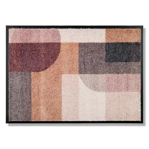 Schöner Wohnen Kollektion Fußmatte innen - Schmutzfangmatte 50 x 70 cm Grafik Terra-rosé - rutschfeste Sauberlaufmatte robust - Fussmatte Haustür - Türmatte waschbar bei 30°C