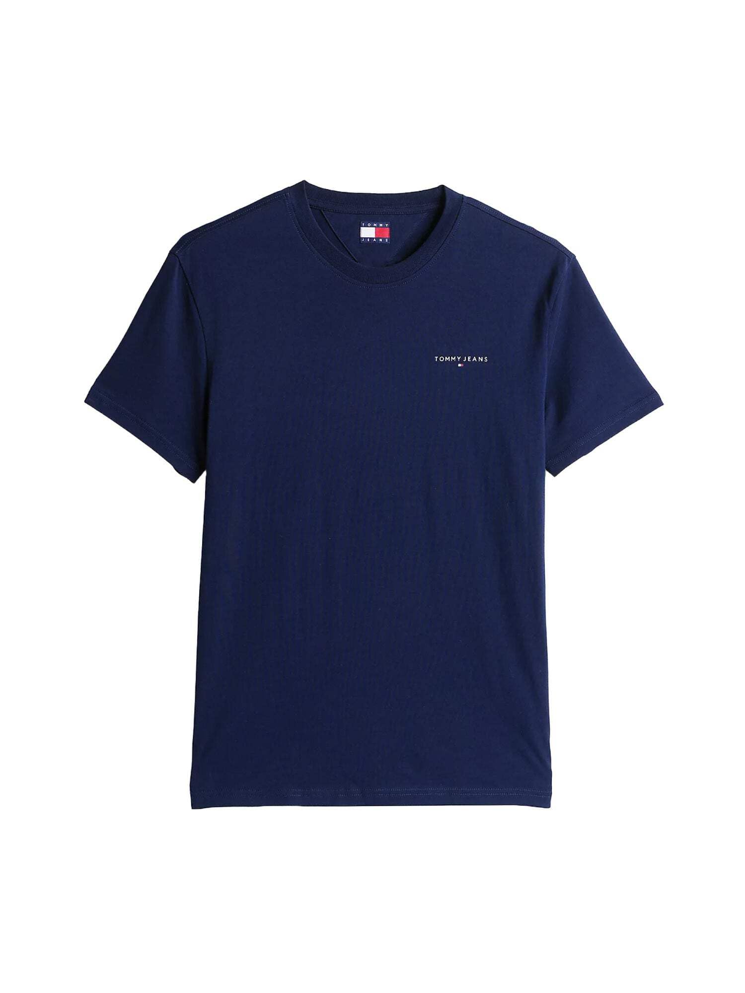 Tommy Jeans Men’s Short Sleeve Round Neck Slim Linear Chest T-Shirt, Blue (Dark Night Navy), XXL