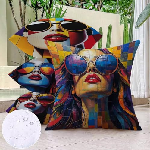 Housses de coussin en lin jaune 55x55 pour décoration de maison - 4