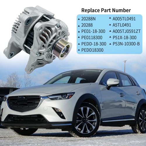 Image of PE0118300 20288N 12V 100A Alternator Compatible with 2013-2023 Mazda CX-5, 3, 6, CX-3, MX-5 Miata, Fit for 2017-2020 Toyota Yaris, Yaris iA, Fit for 2016 Scion iA Replace #PE01-18-300 PEDD-18-300