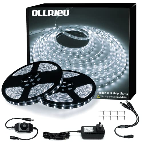 Image of LED Strip Lights 100ft Dimmable 6000K Bright White Strip Lighting, 30M 1800 LEDs 2835 Flexible Ribbon Light, 12V LEDs Tape LED Lights for Bedroom,Kitchen, Home Decoration