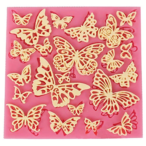 Hengke 2 Pcs Assorted Hollow Butterfly Shape Molds, Fondant Cake Texture Mat, Food Grade Cake Molds,Gum Paste, Fondant, Candy, Icing, Biscuit Decor, Chocolate Bake Ware Baking Tools #TOP1