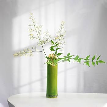 池坊　花器　竹筒2段 池坊花器 二重生け竹筒、未使用