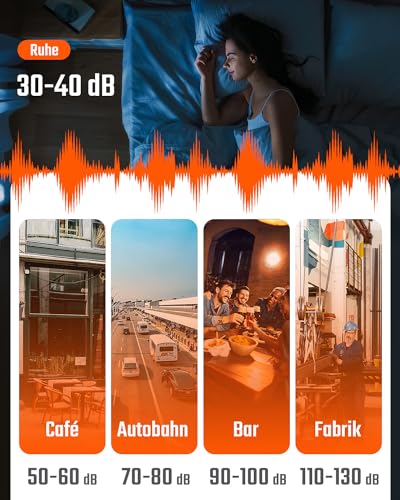 TopTes Schallpegelmesser, TS-501A Dezibel Messgerät mit 2,25-Zoll-LCD-Bildschirm mit Hintergrundbeleuchtung, A-gewichtet, Bereich 30–130 dB, MAX/MIN, Datenspeicherung – Orange