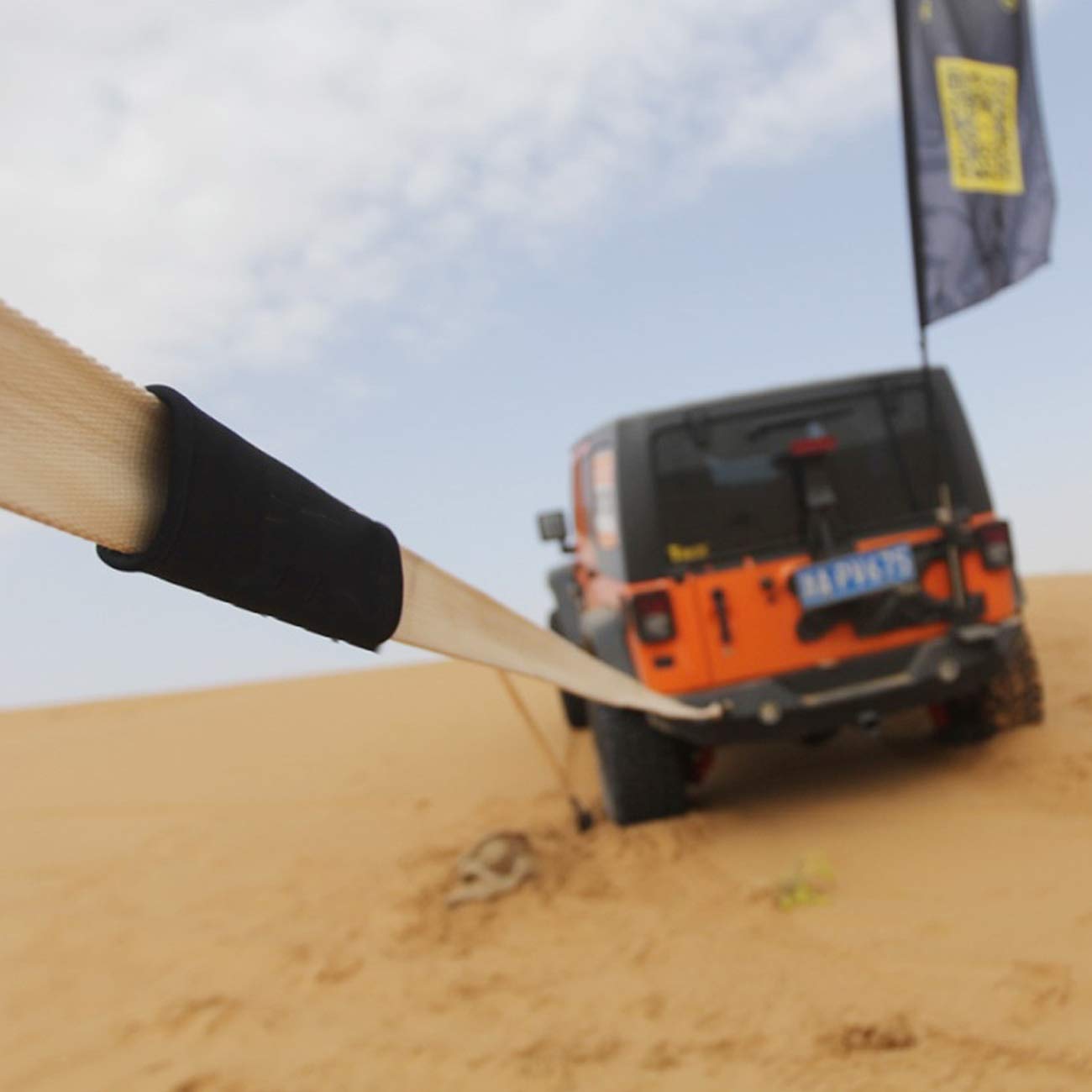 Cuerda de Remolque de 9 Metros/8 toneladas, Correas de recuperación, cinturón de Remolque Resistente 4x4, para automóviles, SUV, vehículos agrícolas y Barcos, con 2 Ganchos de Seguridad y bo