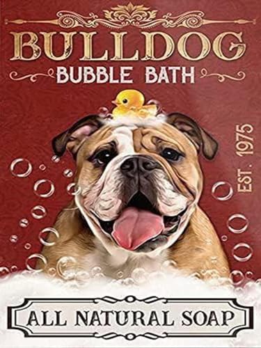 YEEIFFD Diamond Painting Kits Bulldog Bubble Bath Picture 5D Diamond Art for Adults Kids Diamond Painting Kits Accessories Full Drill Kit Crystal Pictures Home Wall Decor Gifts 12x16in
