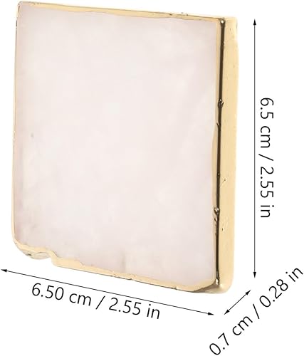 Miniatura 6 de Kichvoe Posavasos de cuarzo rosa, posavasos de barra de cristal rosa natural, posavasos cuadrados para bebidas con borde dorado, tapete de taza de