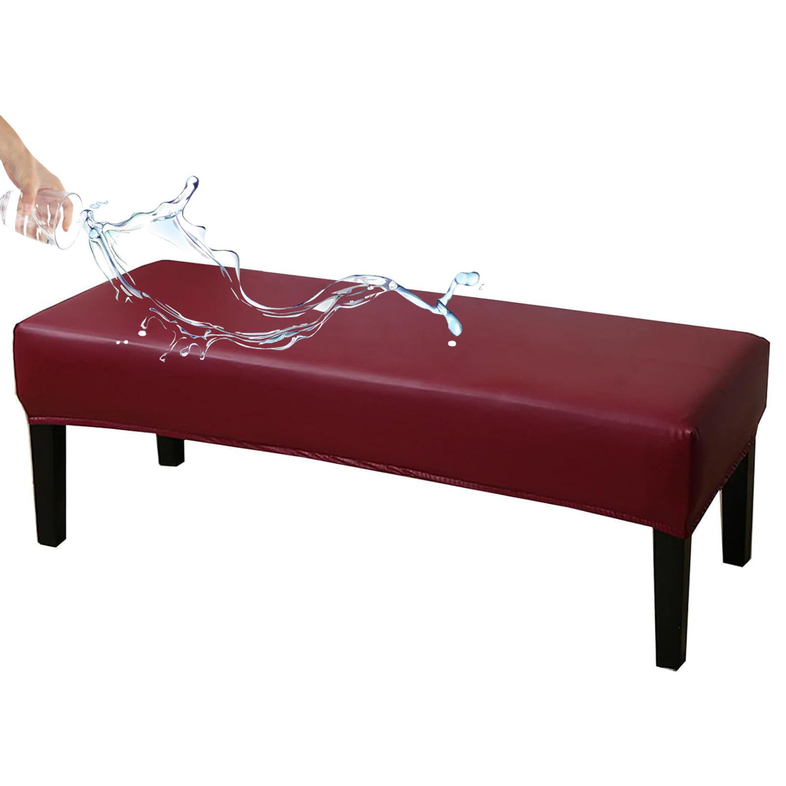 ZRCYXDW Waterproof PU Leather Dining Bench Cover-Wine Red-180cm(70.9in)