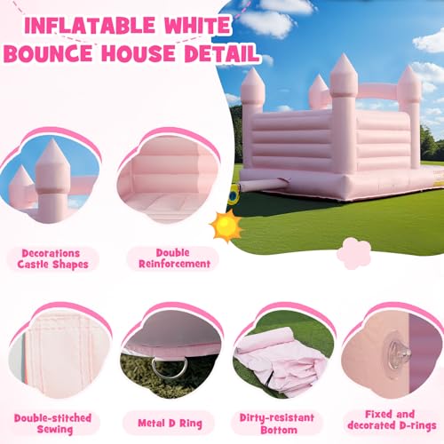 13.8FT White Bounce House Jump Castle for Kids, 100% PVC Indoor Outdoor Inflatable Bounce House, Heavy Duty 750W Air Blower Commercial Bounce House with 2 Balls, Self-Decorated for Party - Image 6