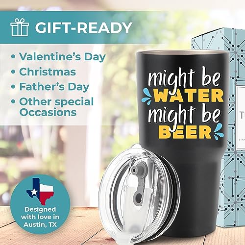 Funny Might Be Beer Tumbler 30oz, Fun and Unique Presents for Drinkers, Adult Humor Cups, Drinking Themed Gag Gifts for, Ideal Present Picks for His Birthday, Father's Day, Christmas, Gift Ready