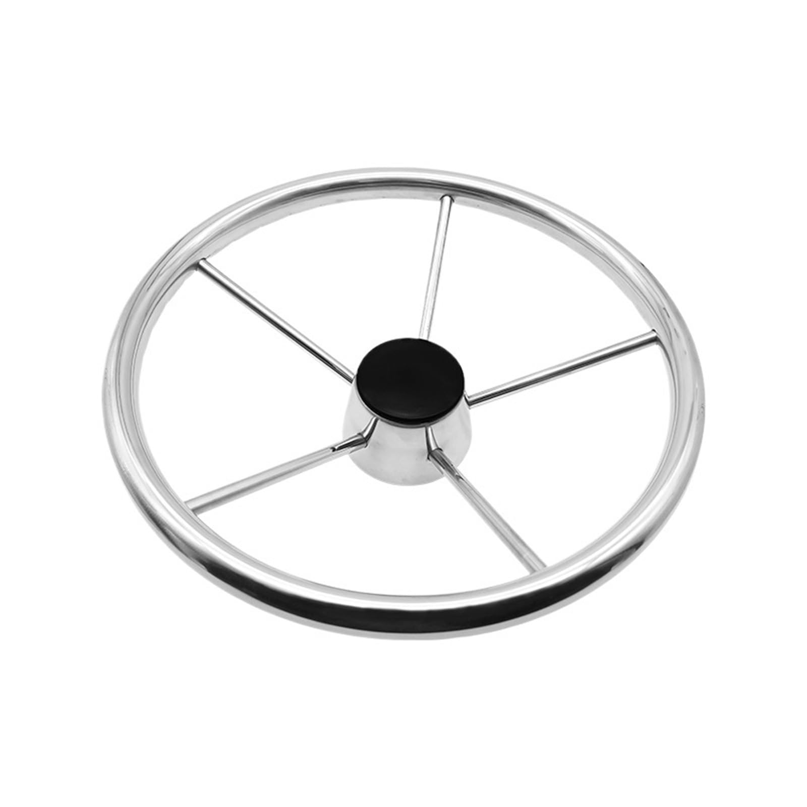 CHMIFTNX 5 Spoke 15 inch Stainless Steel Steering Wheel Boat Yacht Steering Wheel with Control Knob Boat Accessories(No knob)