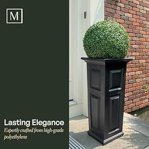 Mayne nantucket 32 inch tall planterself watering weather resistant planter for flowersdurable outdoor design for patio porch or entryway  urban country home decor