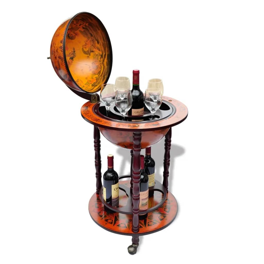 vidaXL Mueble Bar para Bebidas con Forma de Bola del Mundo Minibar Armario de Globo Terráqueo Clásico Vino Decoración de Madera de Eucalipto