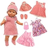 Miunana Kleidung Puppenkleidung Kleider Zubehör für 35-45 cm Baby Puppen, 3 Süße Outfits für Baby Puppen