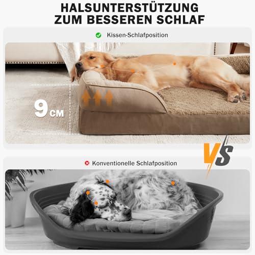 JOEJOY Orthopädisches Hundebett Grosse Hunde, Memory Foam Hundesofa XL, Abnehmbarem Waschbares Hundebett Orthopädisch, 107x81x17 cm Eierförmiger rutschfest Hundecouch, Braun