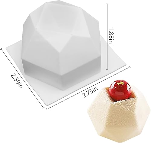 Miniatura 2 de Molde de vela de diamante multilateral 3D, molde de pastel poligonal de diamantes, moldes de jabón creativos de ocho caras, velas de aromaterapia