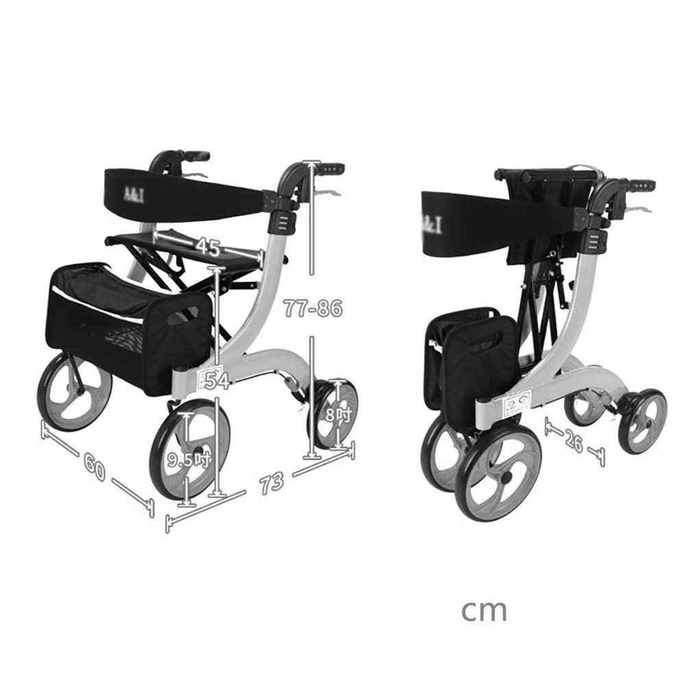 Rama do chodzenia Standardowy chodzik Rollator Rollator chodziki dla seniorów, lekki chodzik z siedziskiem i kółkami Medyczne pomoce do chodzenia Osoby w podeszłym wieku Rolowana rama do chodzenia