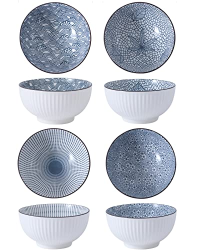 Ensemble de bols à céréales de 12 cm, bols à soupe, bols à dessert, bols à céréales en céramique, 4 bols en céramique, la soupe et plus encore, passe au micro-ondes et au lave-vaisselle (A) Cover