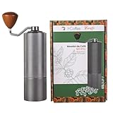 icoffee Moedor de café manual M3PRO com capacidade de 20 g com broca cônica de aço inoxidável CNC, ajuste interno ajustável, posicionamento de rolamento duplo, prensa francesa para presente de moedor manual