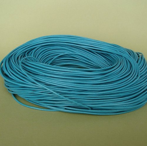BeadsTreasure 15 Ft of Dark Cyan Genuine Leather Cord Round 2 mm Diameter.