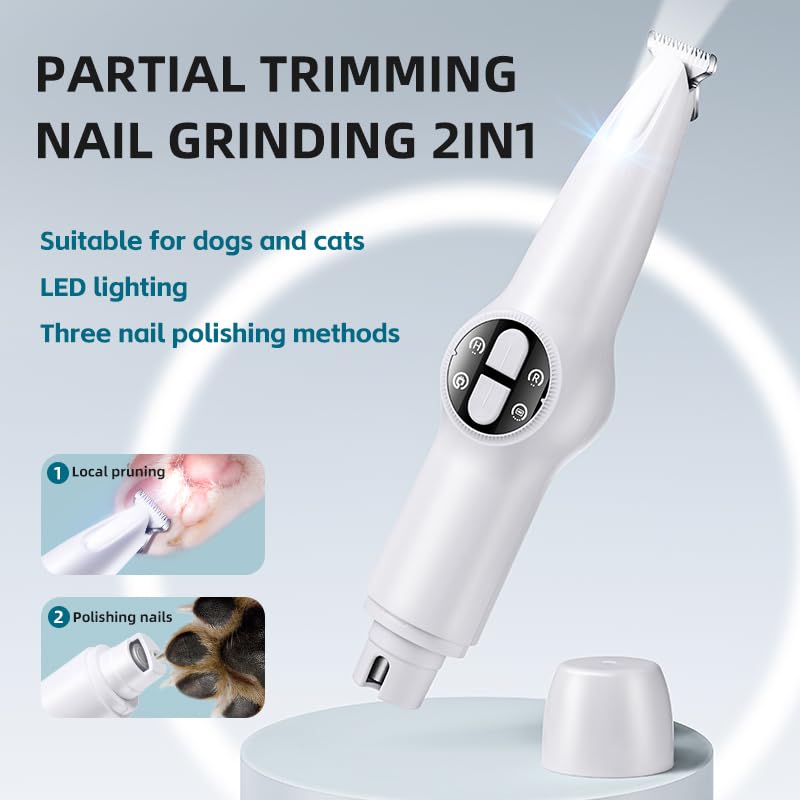 Gooad 2 in 1 Pet Grooming and Paw Trimmer, Rechargeable Cordless Low Noise Dog Clippers for Paws Eyes, Ears, Face - Image 2