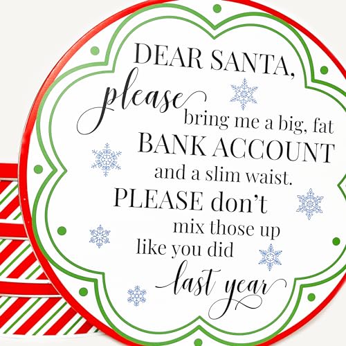 Brobst & Maple Decorative Tins | With Lid | For Gift Giving | Dear Santa Fat Bank Account Slim Waist