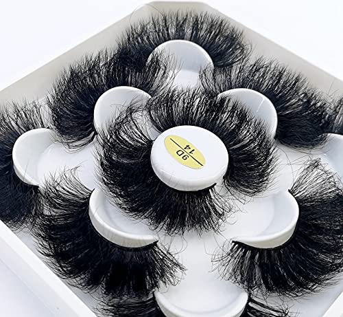HBZGTLAD 5/20 Pairs 25 mm 3d Mink Lashes Bulk Faux with Custom Box Wispy Natural Mink Lashes Pack Short Wholesales Natural False Eyelashes (9D-14)