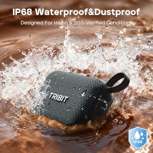 Image of Tribit PocketGo Portable Wireless Bluetooth Speaker with 7W Stereo Sound, IP68 Waterproof Dustproof, 20H Playtime, Custom EQ, BT6.0 & TWS Pairing, Supports TF Card, Ideal for Travel, Outdoor, Gifts