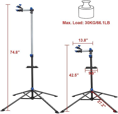 Miniatura 7 de Yaheetech Soporte de reparación de bicicletas Pro Rack ajustable 52 - 75in wbrazo telescópico