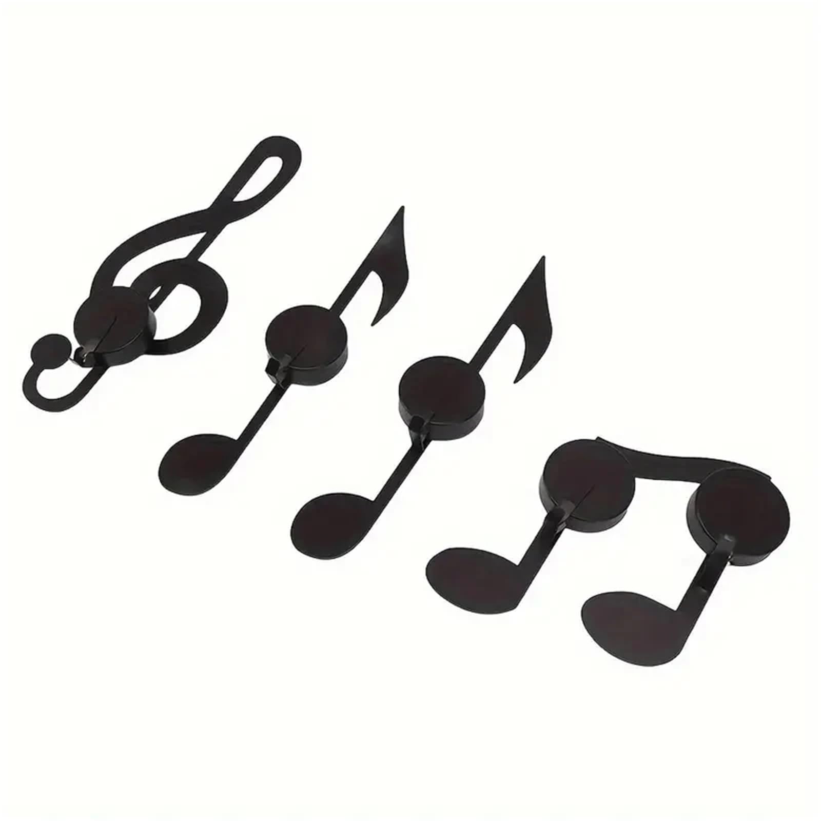 4pcs Black Music Note Candlesticks Metal Art Wall Candle Holders Decoration Musical Note-Style Creative for Candle