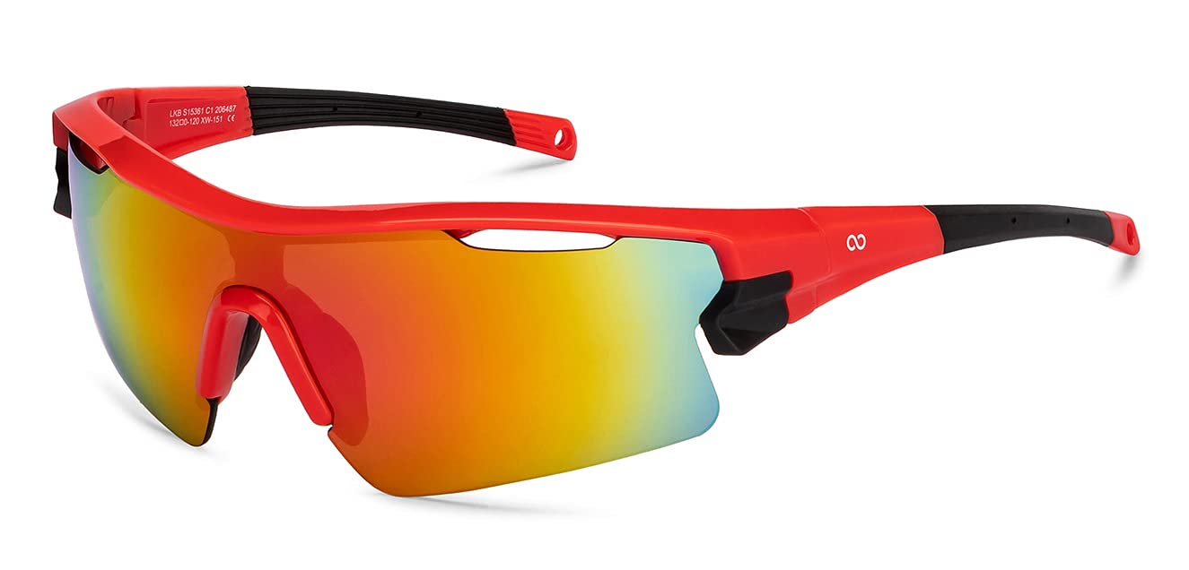 Lenskart BoostSports Sunglasses | Red Black Dual Tone Full Rim | 100% UV Protected | Sunglasses for Men & Women | Large (138 mm and above) | LKB S15361