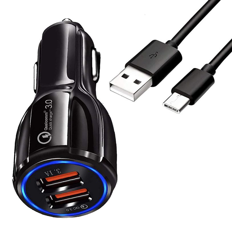 30W Car Charger for Mercedes-Benz Maybach S-Class S580 Original QC Adapter Type C 3.0A High Speed Fast Turbo Charge QC 3.0 Smart DualPort with 1m Type-C Charging & Sync Cable (Black, SG.A7)