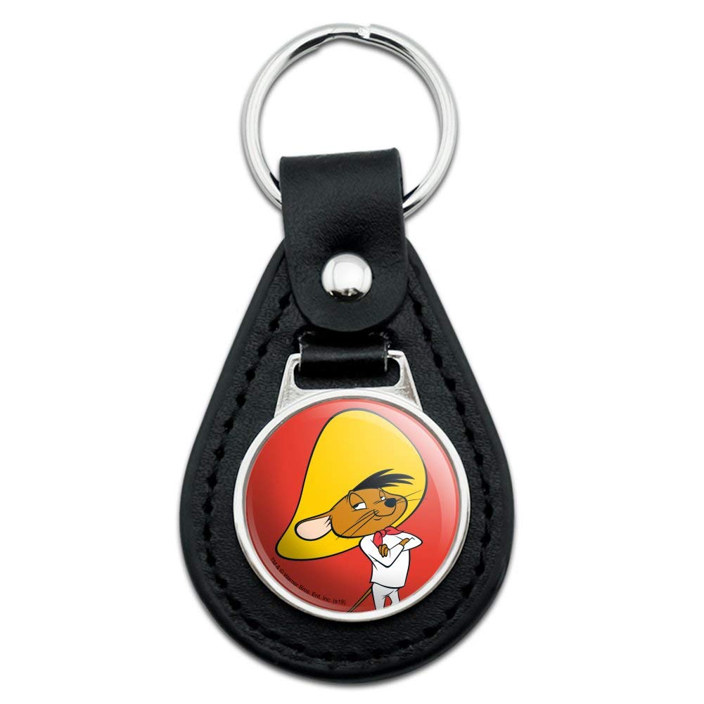 GRAPHICS & MORE Black Leather Looney Tunes Speedy Gonzales Keychain