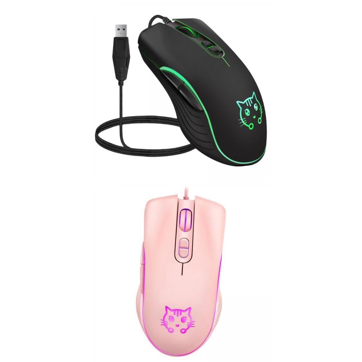 merishopp 2x wired gaming mouse led rgb backlit mute pc laptop 2400dpi optical mice|computers/tablets & networking | keyboards mice & pointers | keyboard & mouse bundles