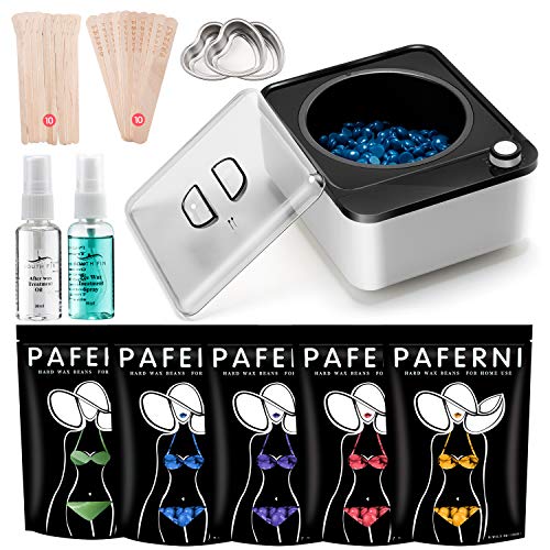 PAFERNI Wax Warmer Waxing Kit For Women Men,Wax Kit For Hair Remover With 1 Wax Pot Nonstick Pan,5 Flavors Stripless Wax Beads,Hard Wax For Face,Eyebrows, Full Body, Bikini, Legs,Brazilian?facial