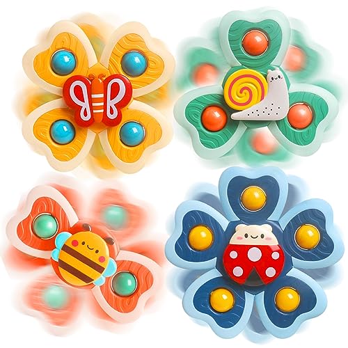 NAODONGLI Sensory Suction Cup Toys for 1 Year Old Boys Girls Baby Simple Dimple Fidget Spinner Toys 2-4,6-12,12-18 Months Toddlers Baby Bath Travel Toys for Easter Birthday